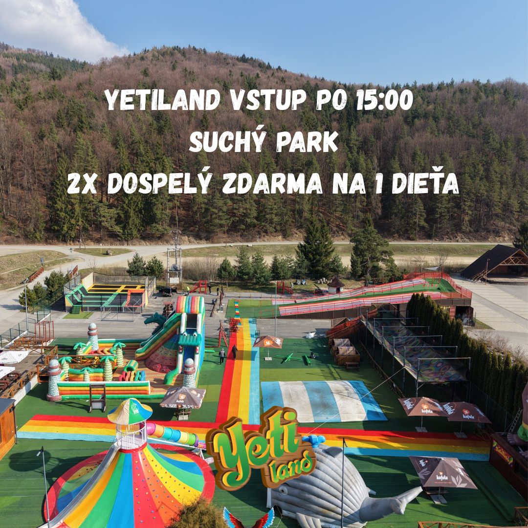 Detský vstup do Suchyparku Snowland Valčianska dolina od 15:00, vstup pre deti a dospelých, suchý park s atrakciami.