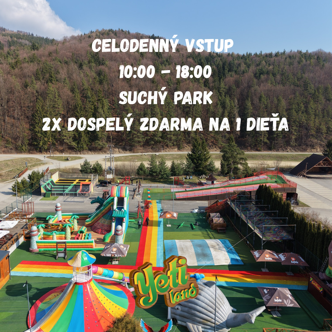 Celodenný vstup do Yetilandu pre deti od 2 do 18 rokov v Snowland Valčianska dolina, suchý park s množstvom atrakcií